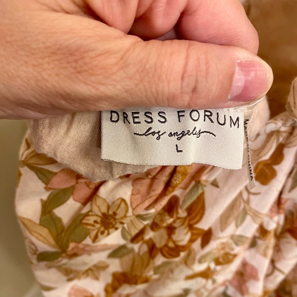 DRESS FORUM BOHO FLORAL MINI DRESS PUFF SLEEVES AND BOW COASTAL COWGIRL LARGE - Picture 14 of 16